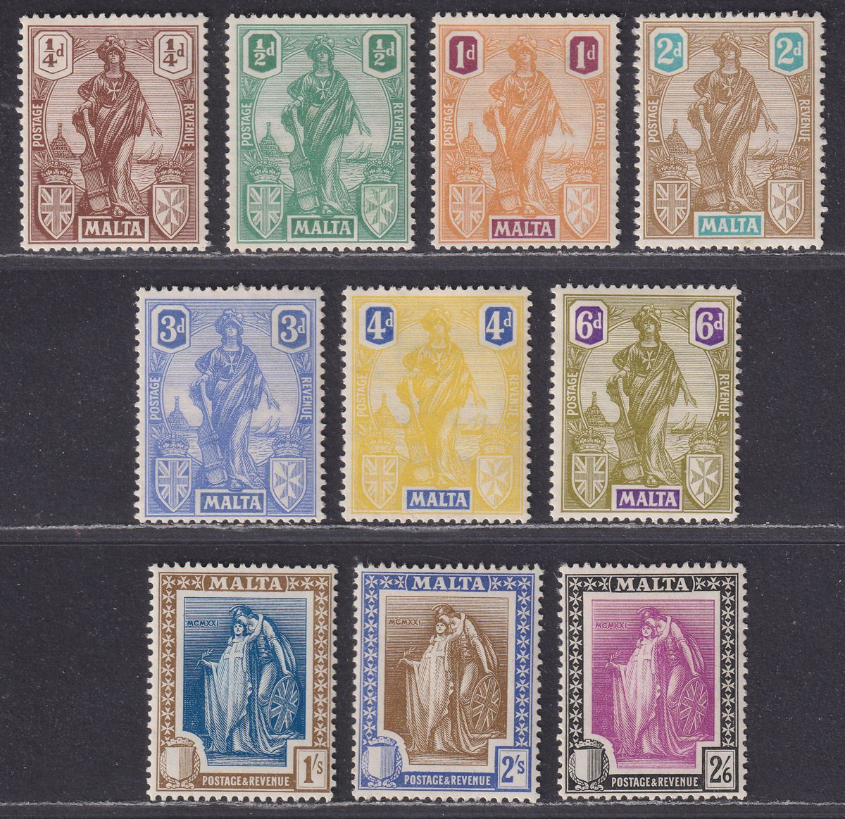 Malta 1922-26 King George V Figure Part Set to 2sh6d Mint