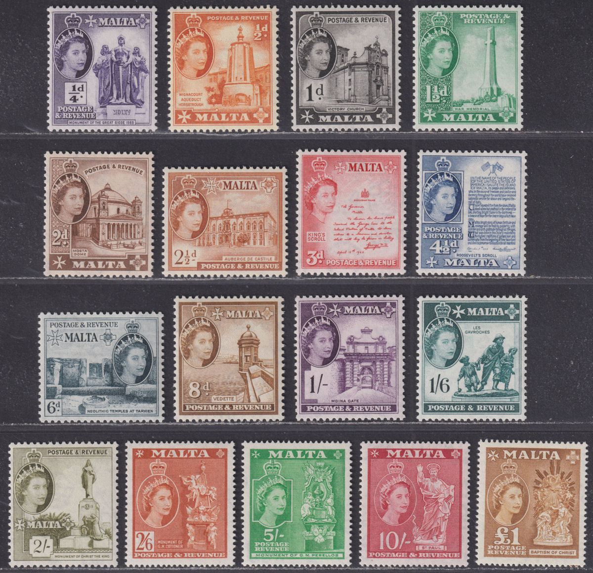 Malta 1956 Queen Elizabeth II Set Mint SG266-282 cat £140