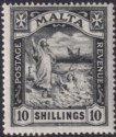 Click for more photos and details Malta 1922 KGV Shipwreck 10sh Black Mint SG104 cat £350