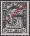 Click for more photos and details Malta 1922 KGV Self Government 10sh Black wmk Script Mint SG121 cat £160