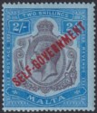 Click for more photos and details Malta 1922 KGV Self Government 2sh Prp + Blue on Blue wmk Script Mint SG120 c£55