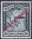 Click for more photos and details Malta 1922 KGV Self Government 10sh Blue-Black wmk CC Mint SG105 cat £250