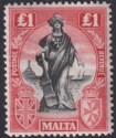 Click for more photos and details Malta 1922 KGV Figure £1 Black and Carmine-Red wmk Sideways Mint SG139 cat £150