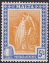Click for more photos and details Malta 1922 KGV Figure 5sh Orange-Yellow and Bright Ultramarine Mint SG137 c£24