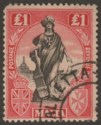 Click for more photos and details Malta 1922 KGV Figure £1 Black + Red wmk Sideways Used* SG139 cat £350 short crn