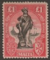 Click for more photos and details Malta 1922 KGV Figure £1 Black and Carmine-Red wmk Sideways Mint SG139 cat £150