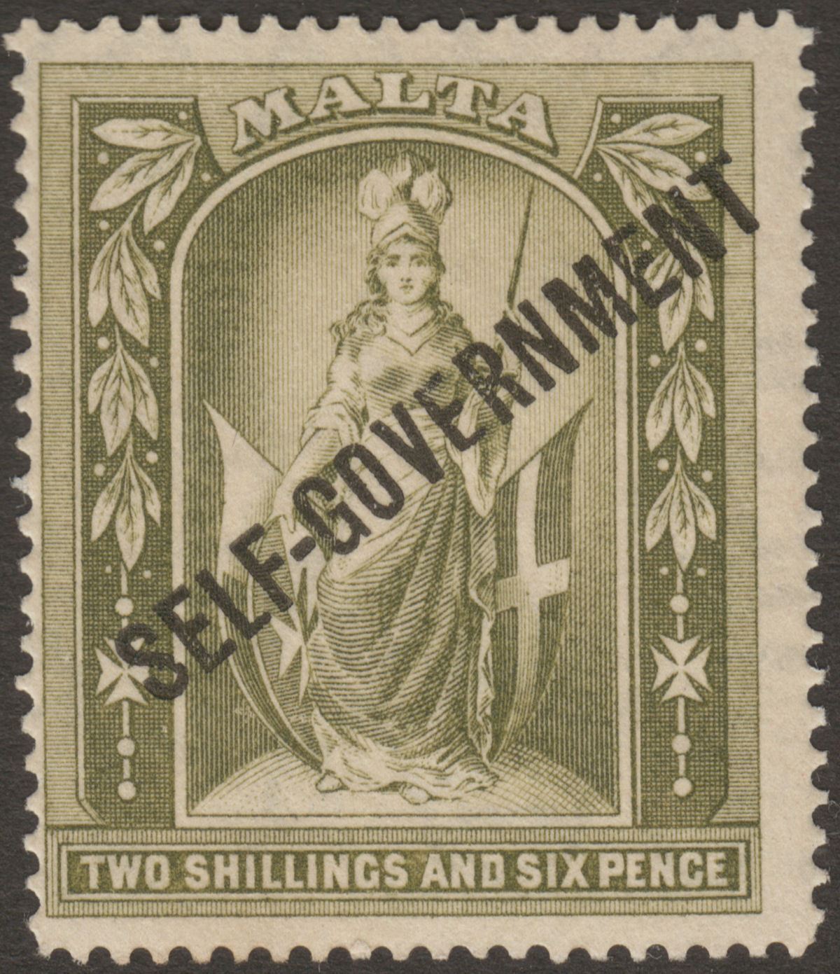 Malta 1922 KGV Self Government 2sh6d Olive-Grey Mint SG112 cat £32