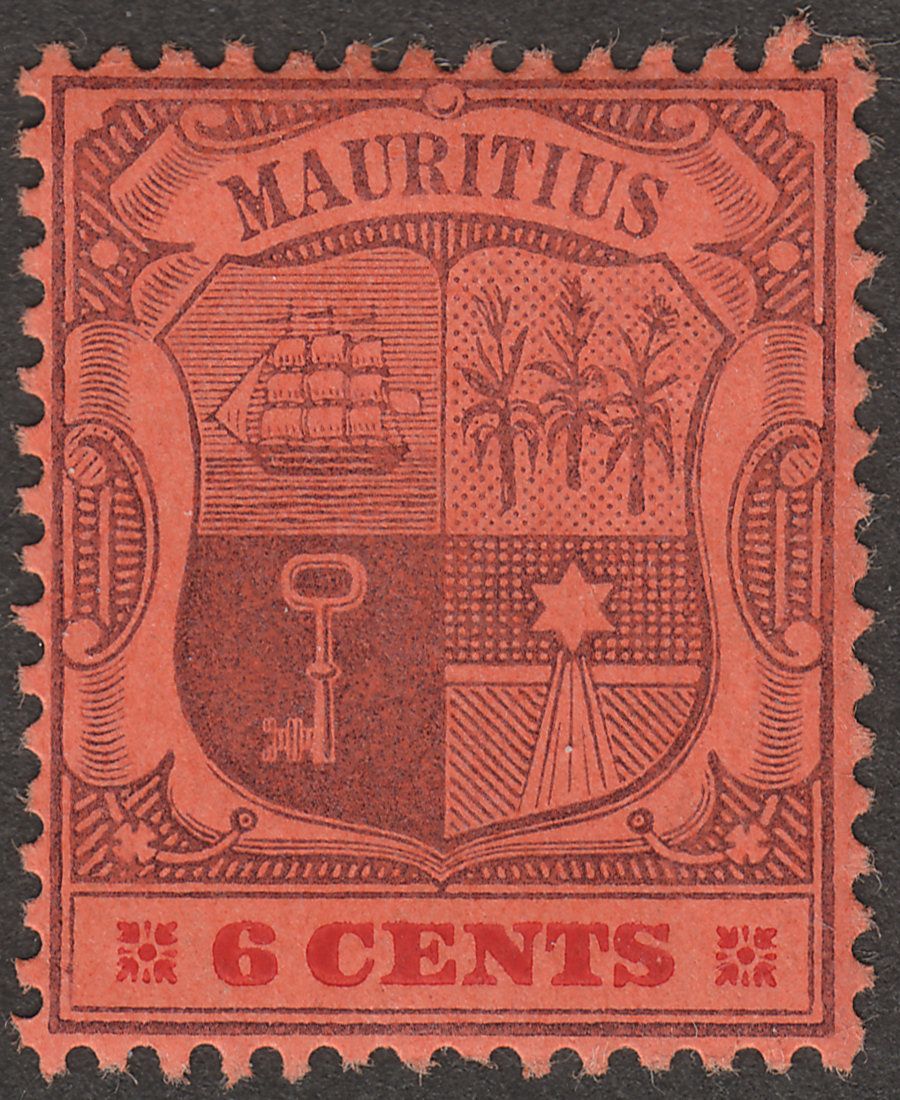 Mauritius 1904 KEVII 6c Purple and Carmine on Red wmk Multi CA Mint SG168