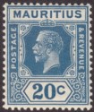 Click for more photos and details Mauritius 1934 KGV 20c Prussian Blue Die II Mint SG235a cat £29 hinge thin