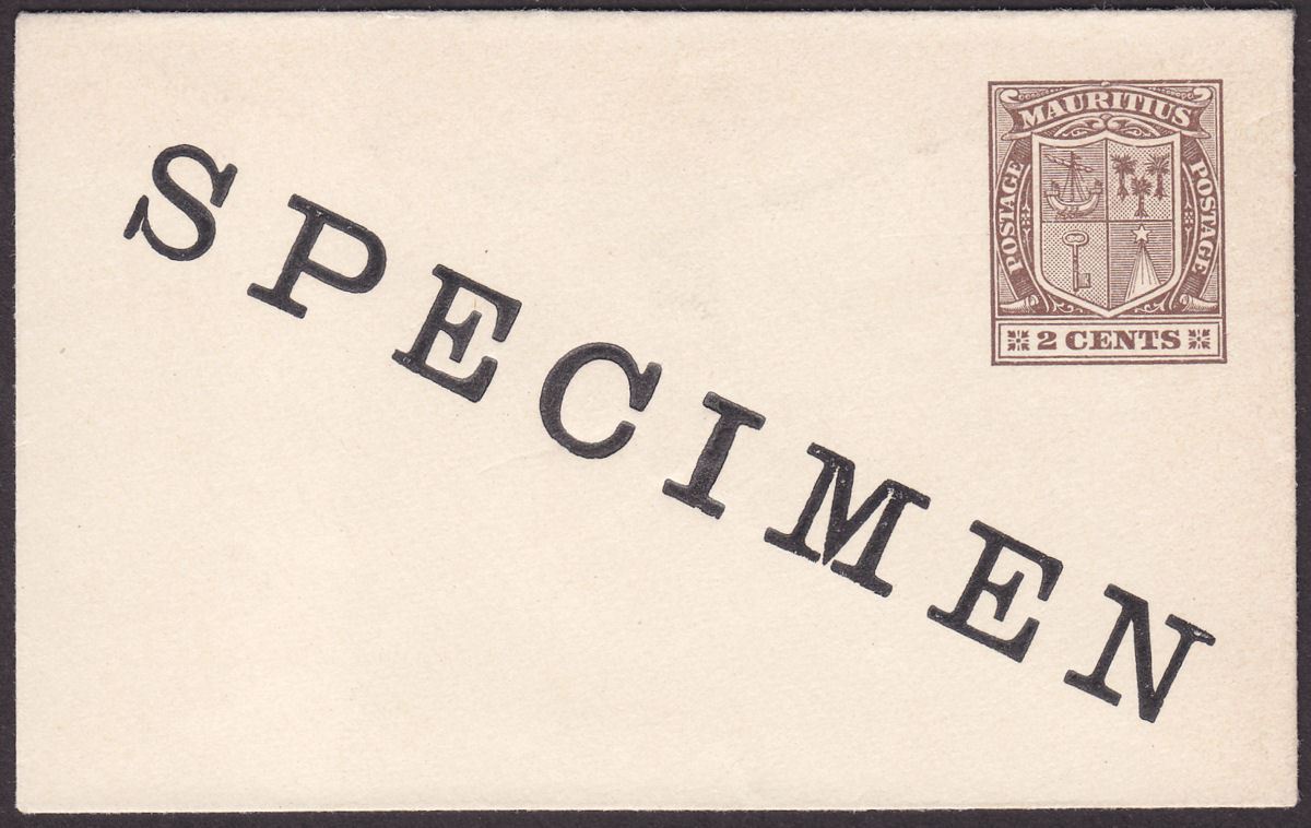 Mauritius KGV 2d Brown SPECIMEN Overprint Postal Stationery Cover Unused
