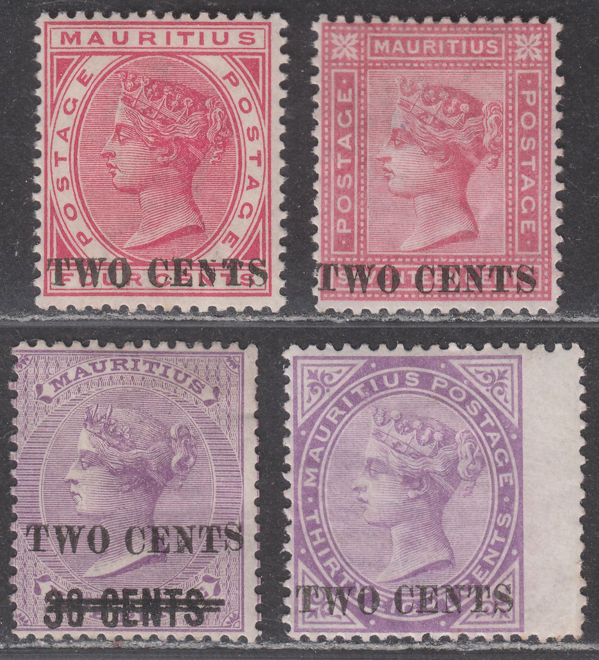 Mauritius 1891 Queen Victoria 2c Surcharge Selection Mint SG118-121 cat £180