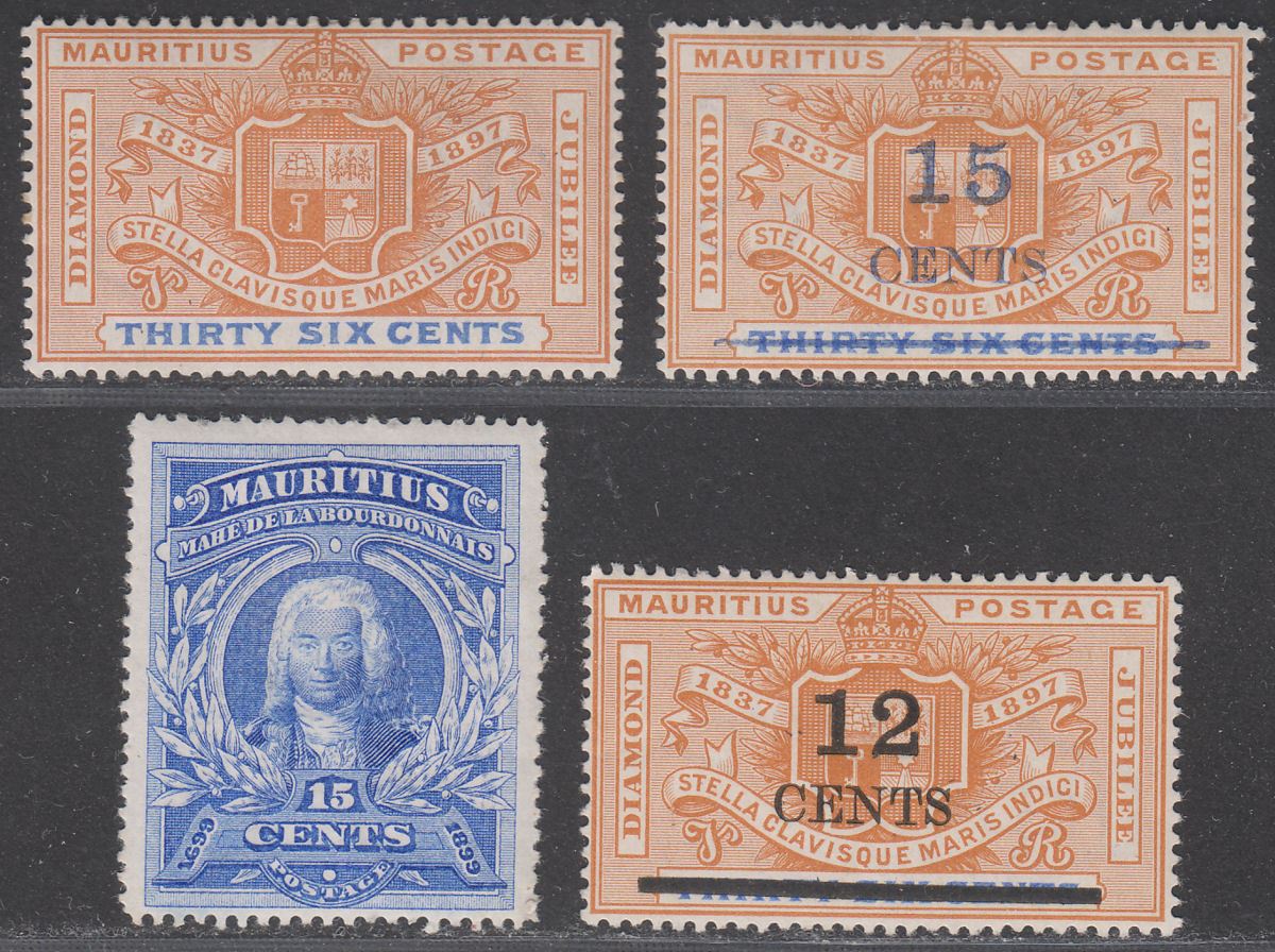 Mauritius 1898-1902 Queen Victoria Selection including Surcharges Mint