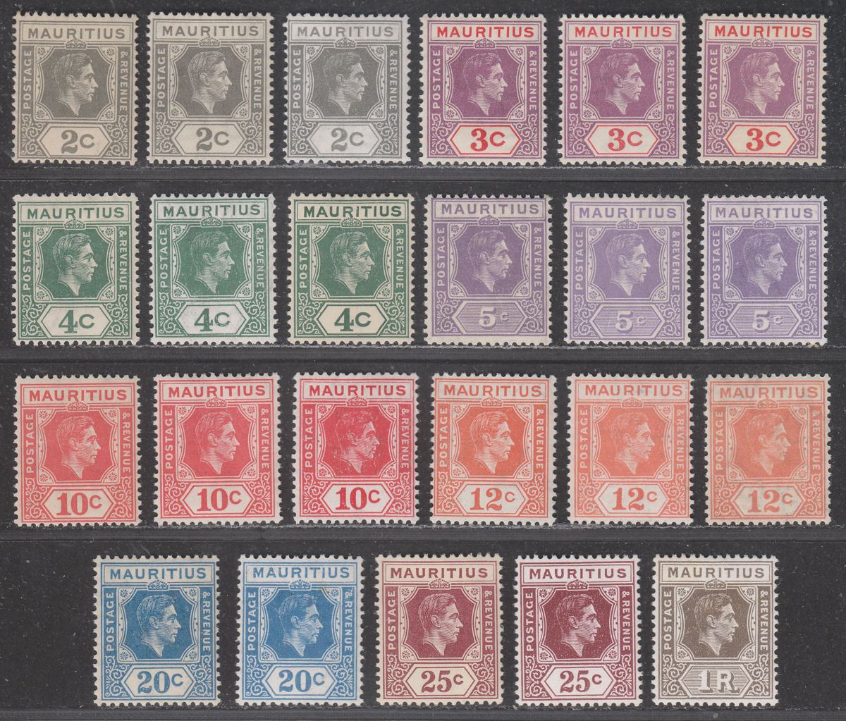 Mauritius 1938 King George VI Set to 1r Mint SG252-260