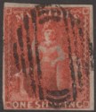 Click for more photos and details Mauritius 1859 QV Britannia 1sh Vermilion Imperf Used SG34 cat £70 with thin