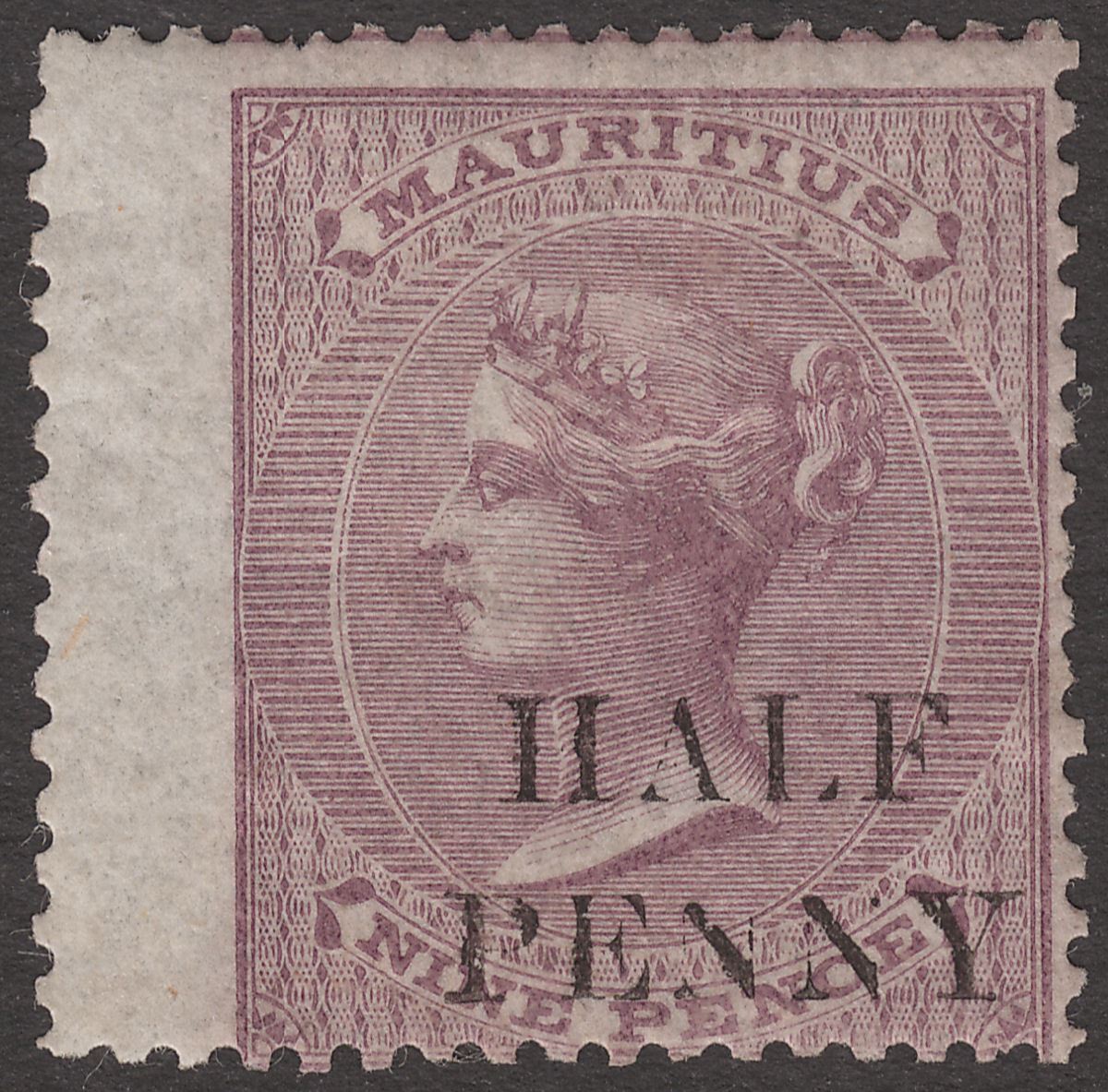 Mauritius 1879 QV ½d Surcharge on 9d Dull Purple Unused SG76 cat £27 as mint