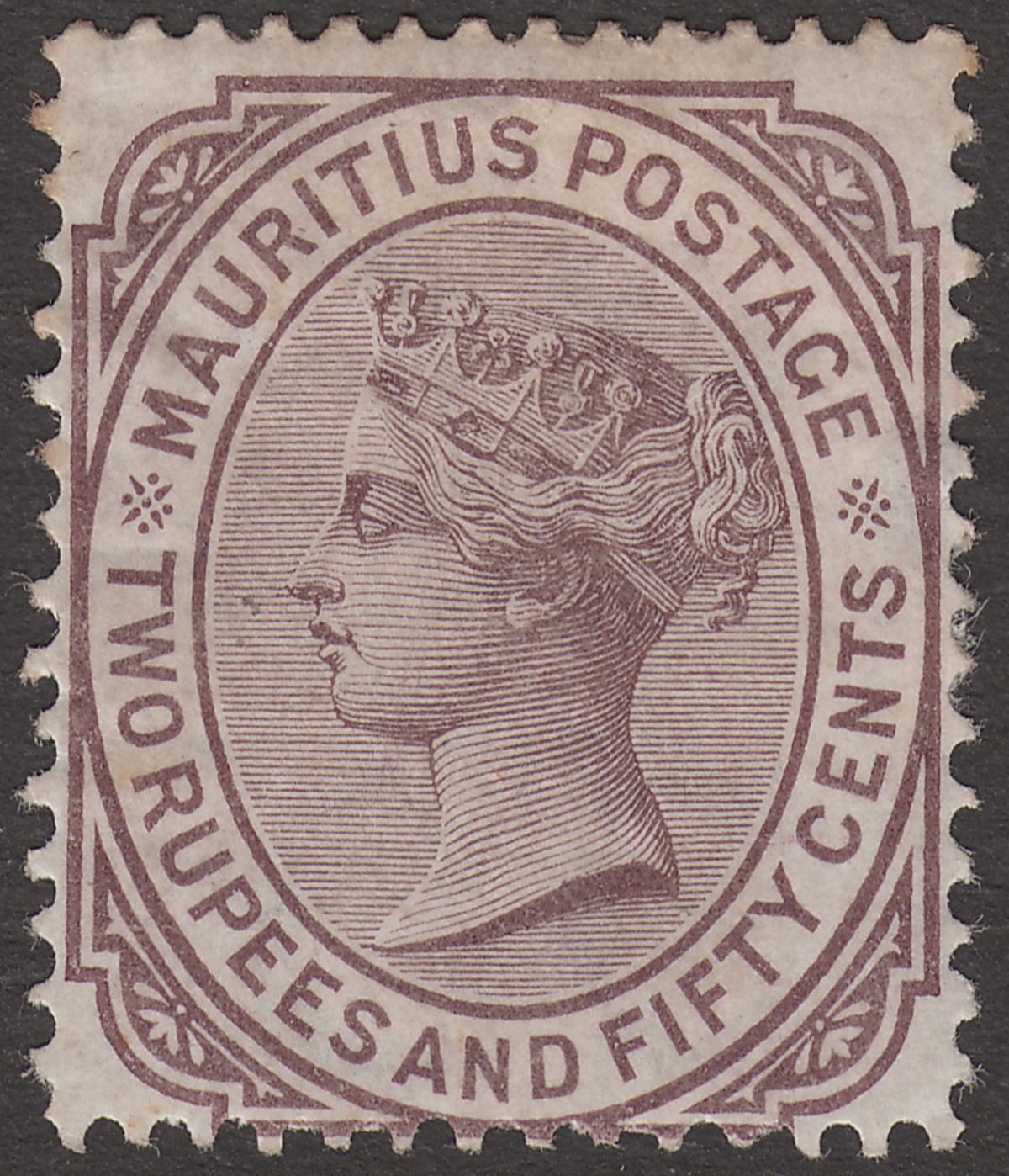 Mauritius 1880 QV 2r 50c Brown-Purple Mint SG100 cat £55 faults