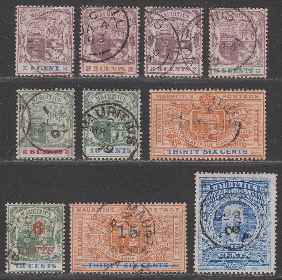 Mauritius 1895-99 Queen Victoria Selection to 36c Used