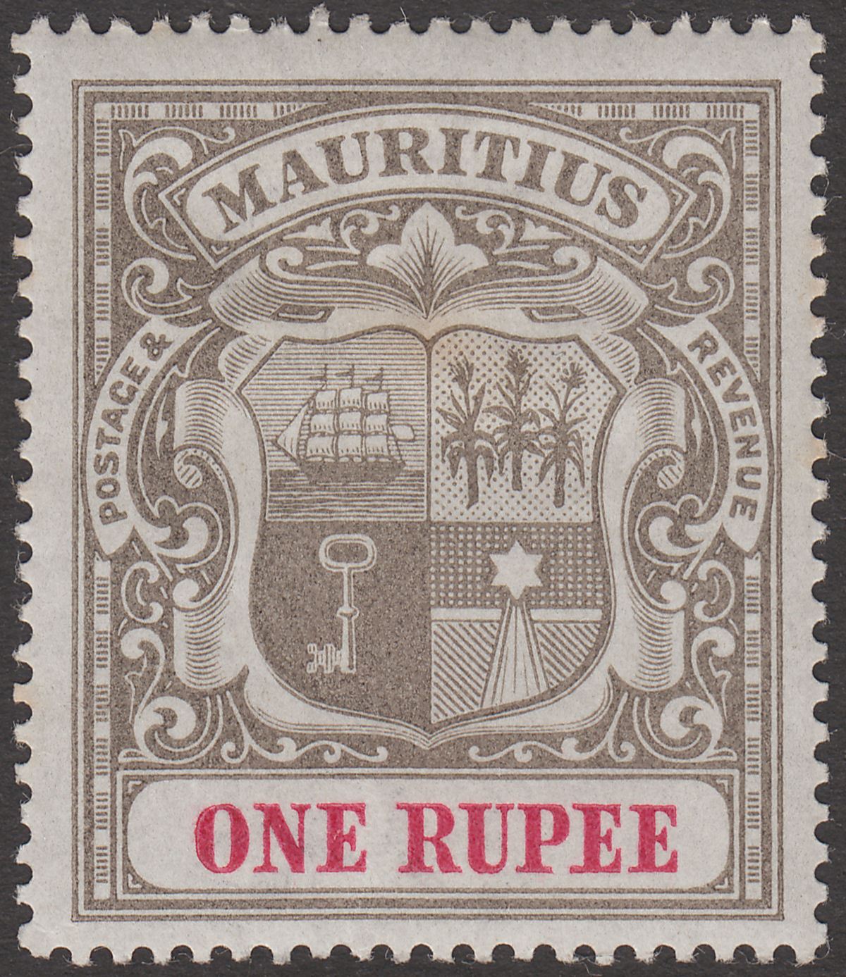 Mauritius 1902 KEVII 1r Grey-Black and Carmine Mint SG153 cat £65