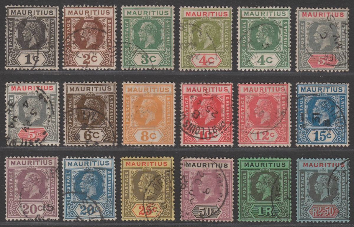 Mauritius 1921-34 King George V Part Set to 2r.50 Used