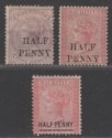 Click for more photos and details Mauritius 1876-77 Queen Victoria ½d, 1d Surcharges Mint SG76 SG77 SG79 cat £45