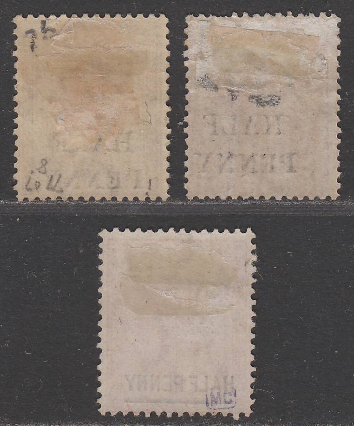 Mauritius 1876-77 Queen Victoria ½d, 1d Surcharges Mint SG76 SG77 SG79 cat £45