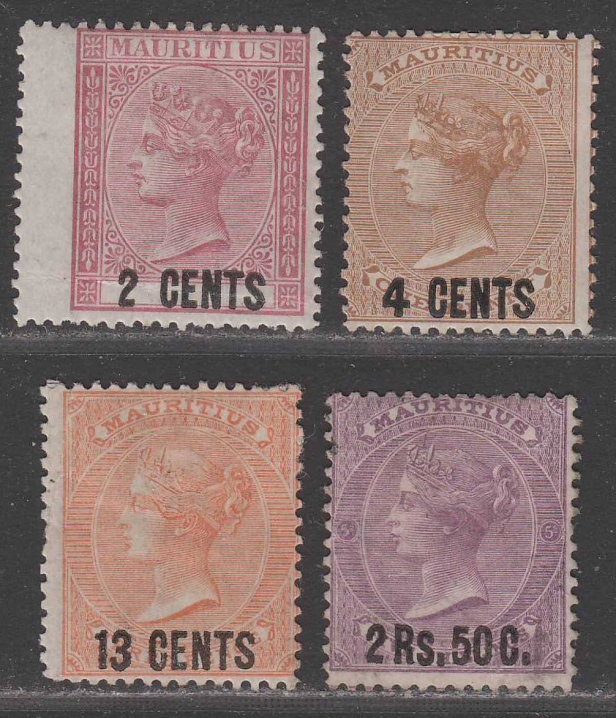 Mauritius 1878 Queen Victoria Surcharge Part Set to 2r.50 Mostly Mint