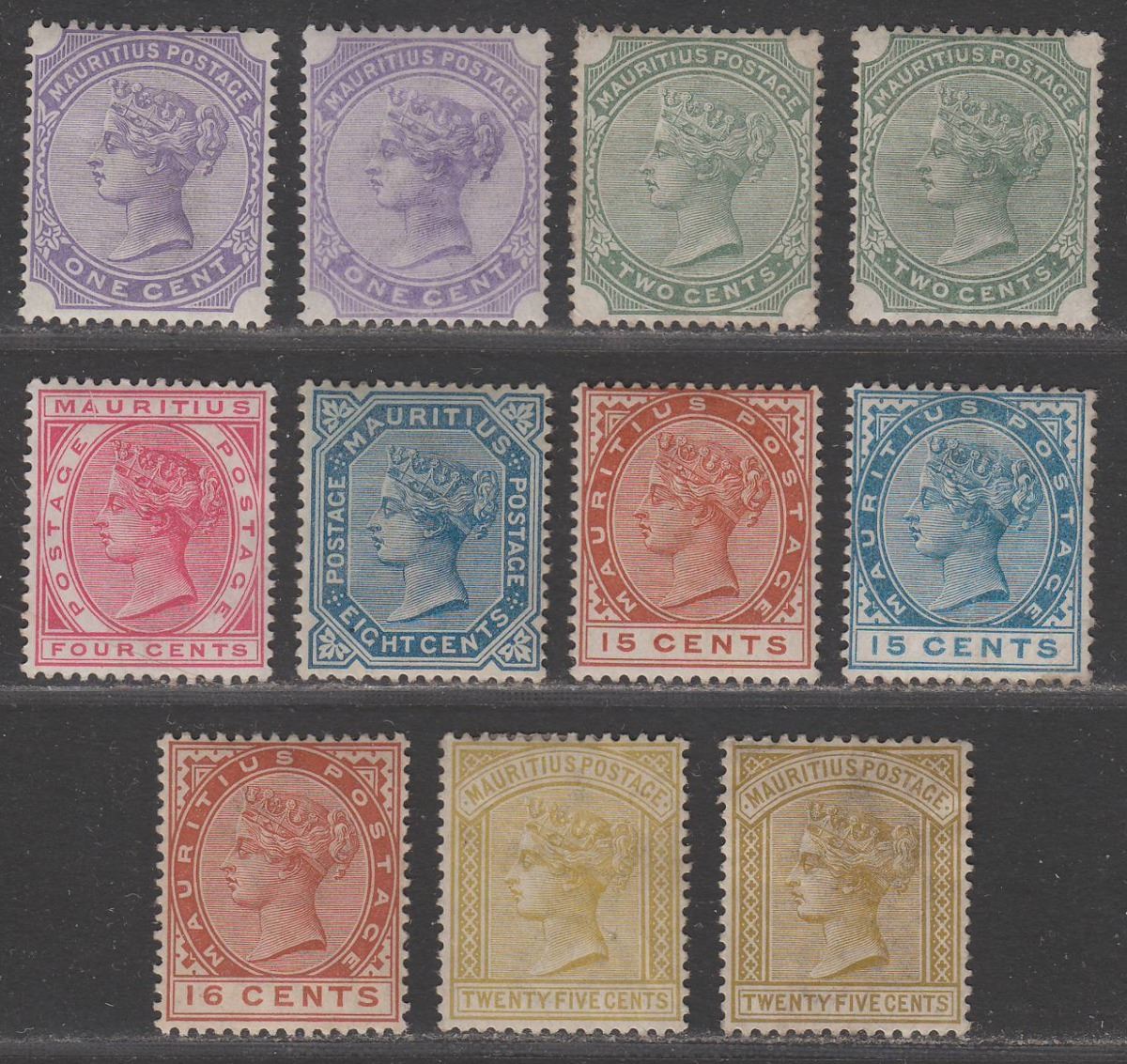 Mauritius 1883-94 Queen Victoria Part Set to 25c Mostly Mint