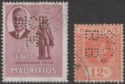 Mauritius 1938-50 King George VI 25c MCB/M and 12c BB&Co Perfins Used 
