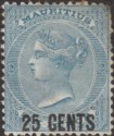 Mauritius 1878 QV 25c Surcharge on 6d Slate-Blue Mint SG88 cat £275 VERY FAULTY