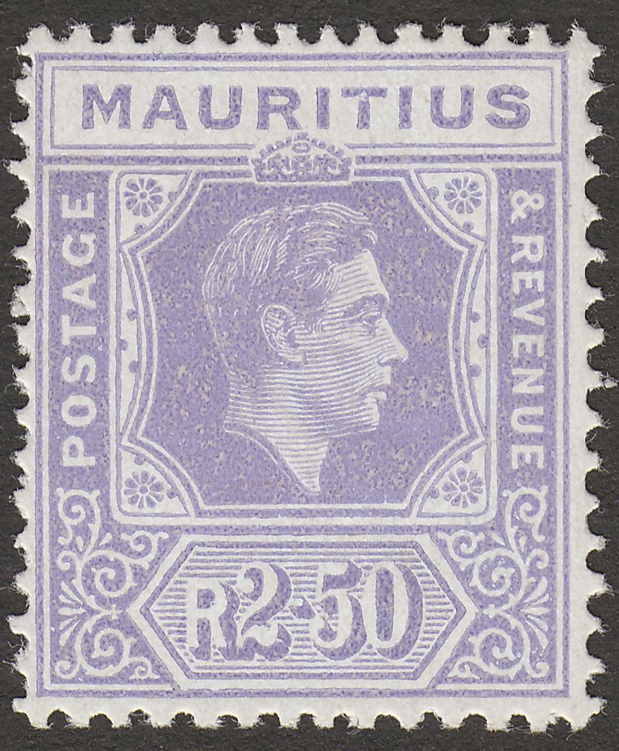 Mauritius 1943 KGVI 2r50c Pale Violet Ordinary Paper Mint SG261b