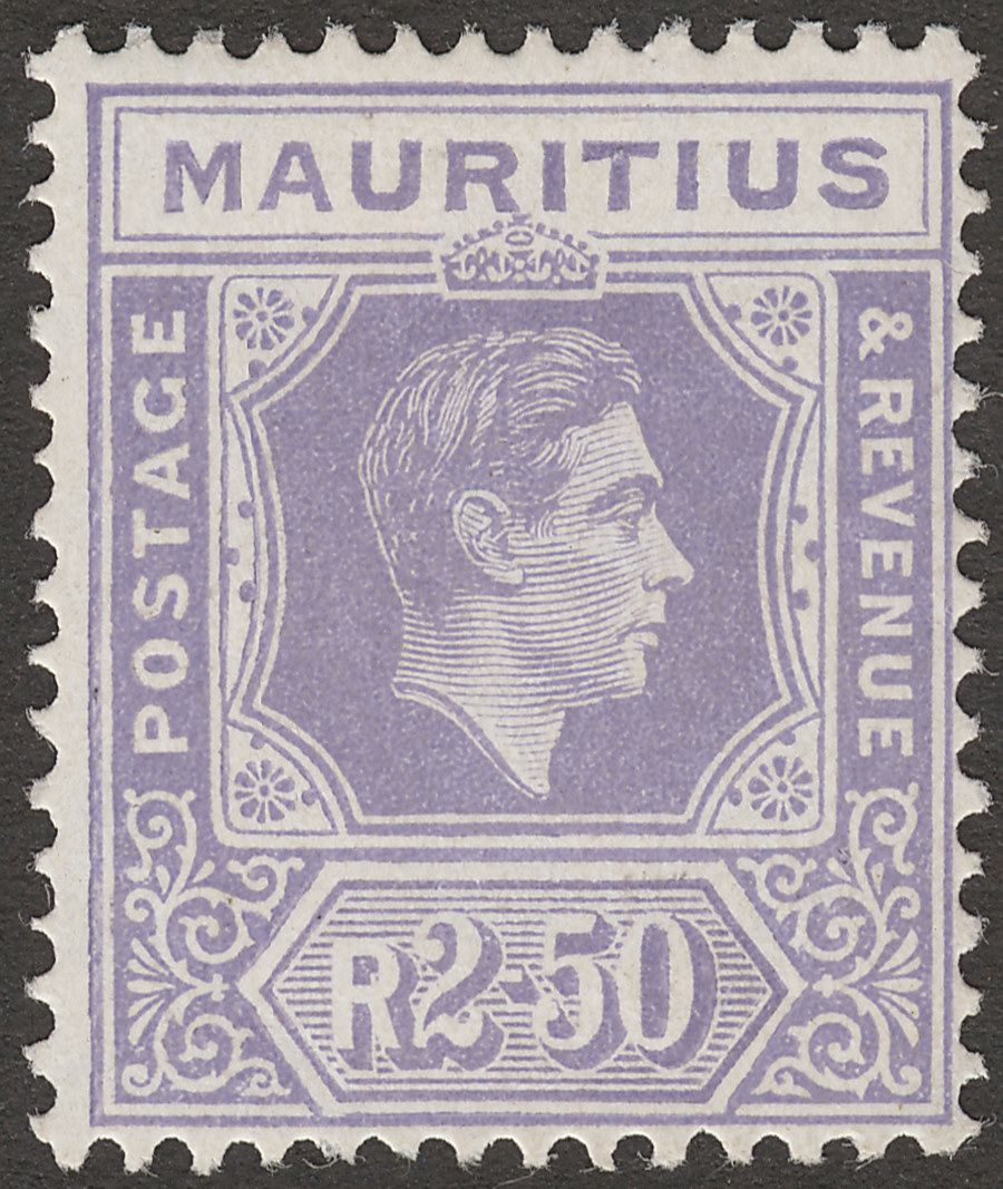 Mauritius 1947 KGVI 2r50c Dull Lavender Chalky Paper Mint SG261