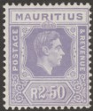 Mauritius 1947 KGVI 2r50c Dull Lavender Chalky Paper Mint SG261