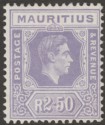 Click for more photos and details Mauritius 1947 KGVI 2r50c Dull Lavender Chalky Paper Mint SG261
