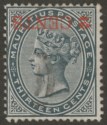Click for more photos and details Mauritius 1887 QV 2c on 13c Slate Surcharge Inverted Used SG117a cat £300