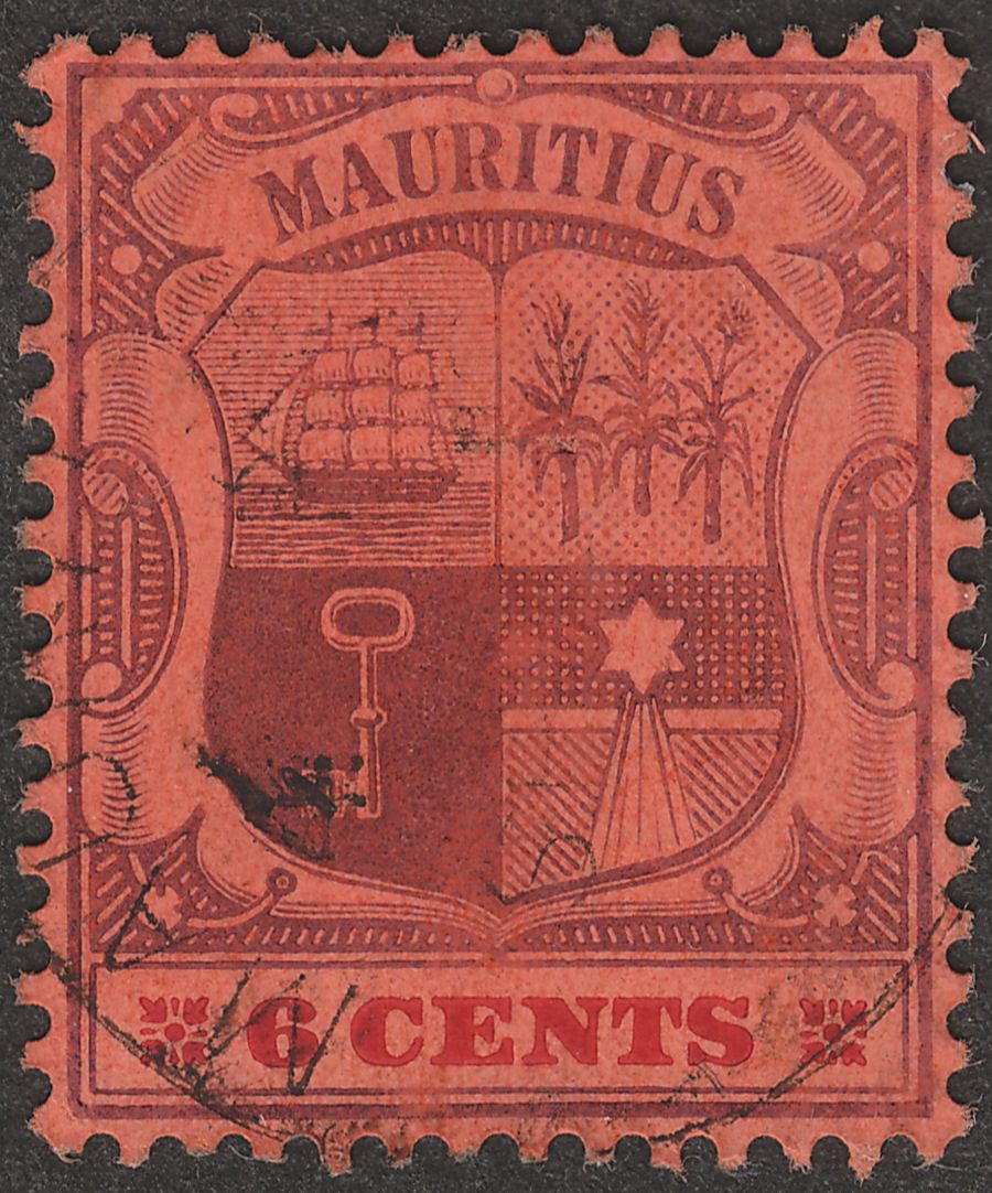 Mauritius 1904 KEVII 6c Chalky wmk Multi CA Inverted Used SG168aw