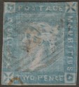 Click for more photos and details Mauritius 1859 Lapirot Intermediate Impression 2d Blue Used SG38 cat£1400 faulty