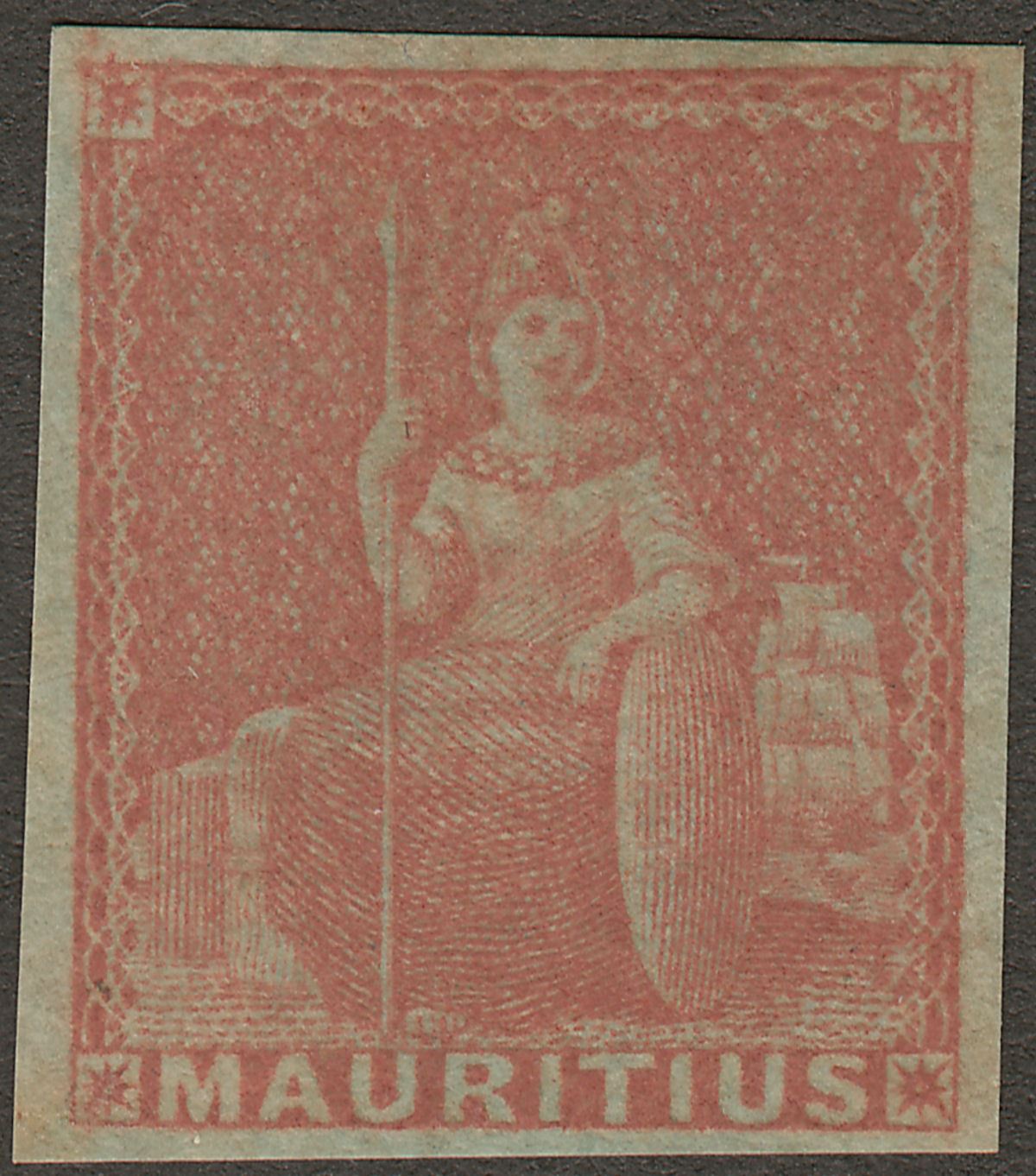 Mauritius 1858 QV Britannia Red-Brown Imperf Unissued Unused SG30 cat £27