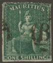 Click for more photos and details Mauritius 1862 Britannia 1sh Deep Green Perforate Used SG55 cat £325 Faulty