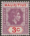 Click for more photos and details Mauritius 1938 KGVI 3c Purple + Scarlet w Sliced S Variety Mint SG253a cat £85