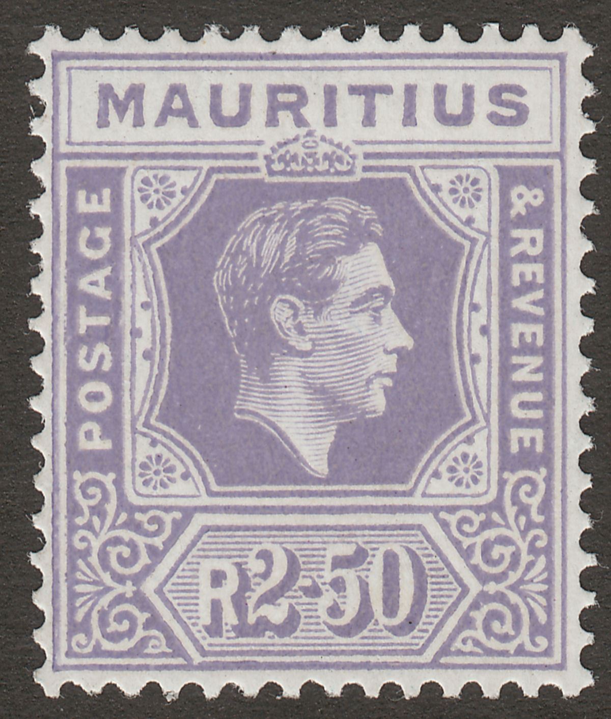 Mauritius 1948 KGVI 2r50c Slate-Violet Chalky Paper Mint SG261c