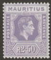 Mauritius 1948 KGVI 2r50c Slate-Violet Chalky Paper Mint SG261b