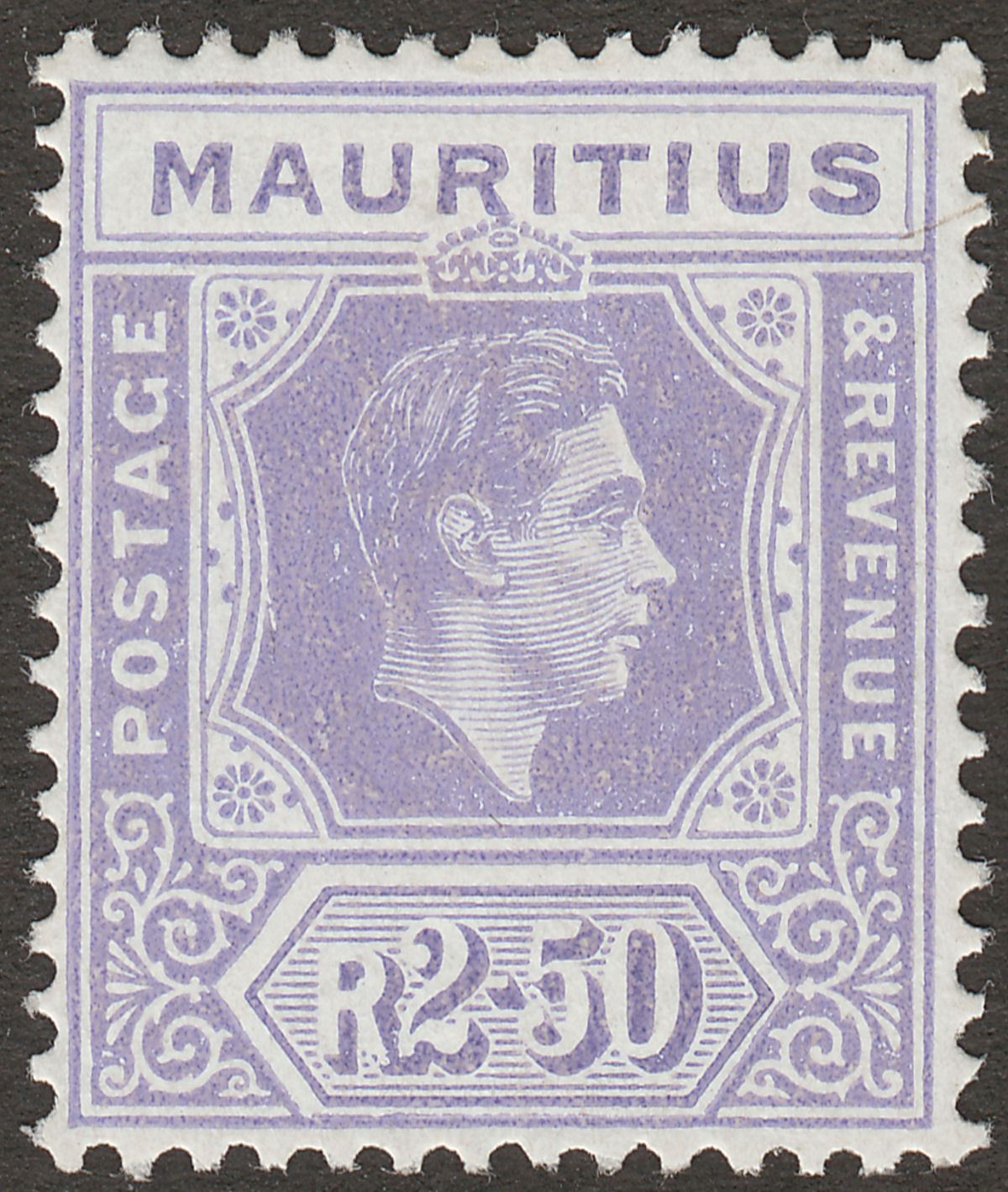 Mauritius 1943 KGVI 2r50c Pale Violet Ordinary Paper Mint SG261a cat £42