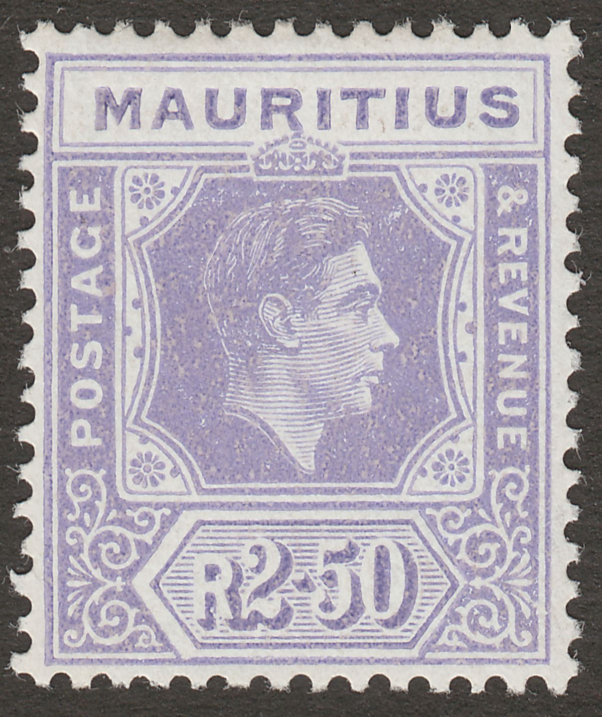 Mauritius 1943 KGVI 2r50c Pale Violet Ordinary Paper Mint SG261b