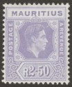 Mauritius 1943 KGVI 2r50c Pale Violet Ordinary Paper Mint SG261b