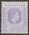 Click for more photos and details Mauritius 1943 KGVI 2r50c Pale Violet Ordinary Paper Mint SG261b