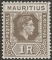 Mauritius 1949 KGVI 1r Drab Chalky Paper Mint SG260c