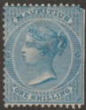 Click for more photos and details Mauritius 1866 QV 1sh Blue Unused SG69 cat £130 as mint with straight-edge