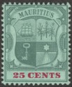 Mauritius 1902 KEVII 25c Green and Carmine on Green Chalky Crown CA Mint SG151a
