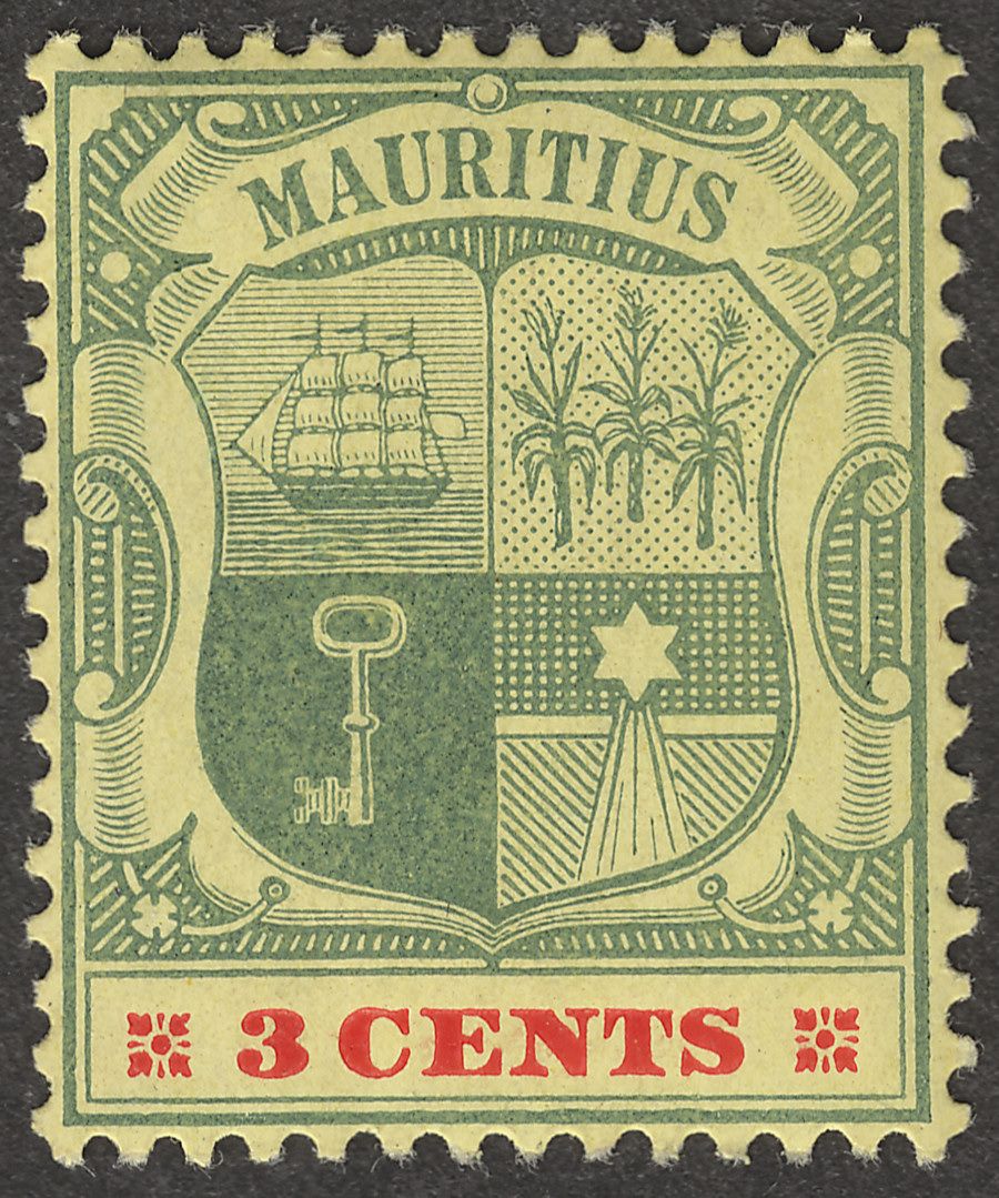 Mauritius 1904 KEVII 3c Green and Carmine on Yellow wmk Multi CA Mint SG166