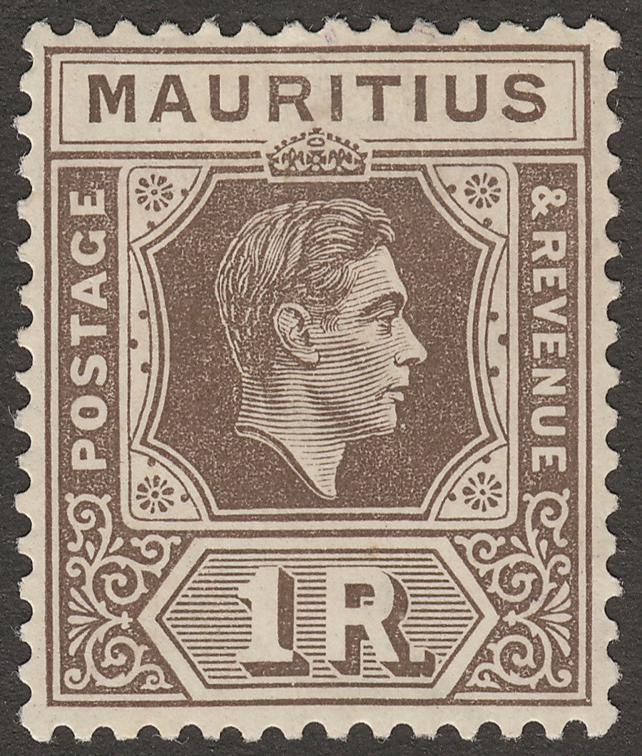 Mauritius 1938 KGVI 1r Grey-Brown Chalky Paper Mint SG260